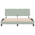 thumbnail image 3 of vidaXL Bed Frame with Headboard Light Grey 152x203 cm Velvet, 3 of 5