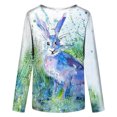thumbnail image 5 of Chemises pour Femmes, Imprimé Animal Original, Col Rond, Manches Longues, Hauts Décontractés, Blouse, Blouse pour Femmes en Liquidation, 5 of 5