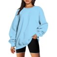 thumbnail image 2 of ORUYROP Chandails en Molleton Surdimensionnés pour Femmes Manches Longues Col Rond Chandail Décontracté Ample Couleur Unie Polaire Tops Pulls, 2 of 7
