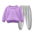 thumbnail image 2 of Pisexur Ensemble 2 Pcs pour Bébé Filles Garçons Automne Hiver Mode Décontractée Polaire Couleur Unie Manches Longues Col Rond Chandails en Molleton et Pantalons Vêtements de Détente Ensemble de Survêtement pour Enfants 3-8 Ans, 2 of 4