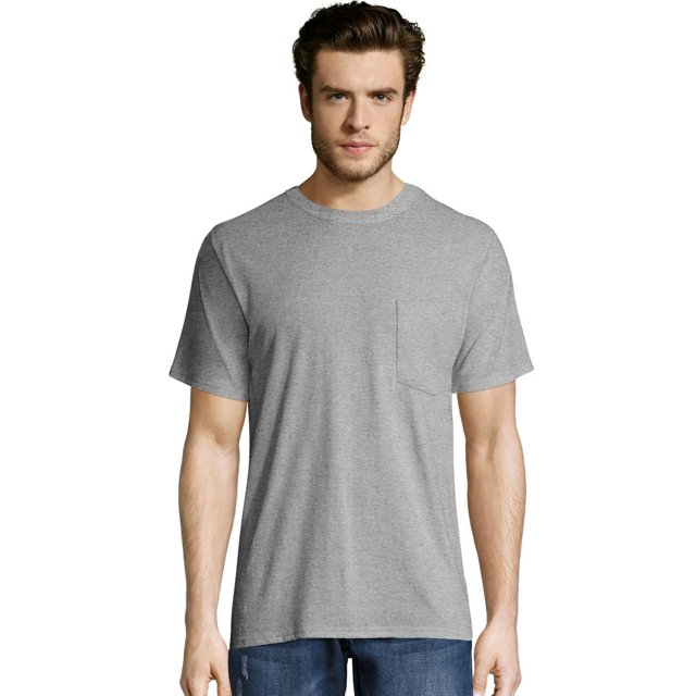 Hanes Mens X-Temp FreshIQ Workwear Pocket Tee Value 2-Pack, M, Light Steel