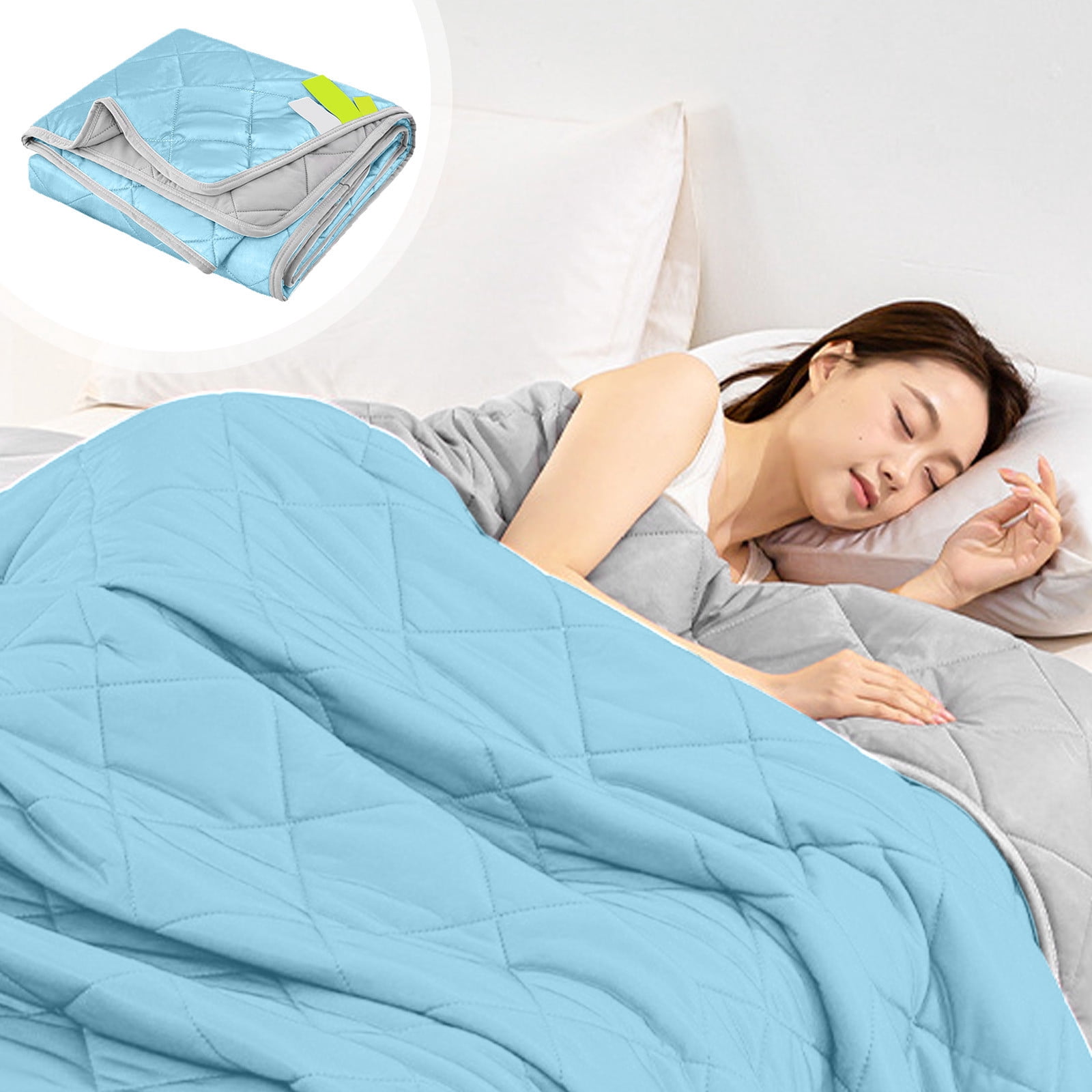 Summer Comforter, Staron 2026 Cool Feeling Silk Fiber Summer Cooler, Polyester Solid Color Lightweight Comforter for Bed Sofa Machine Washable, Blue