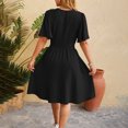 thumbnail image 4 of QIPOPIQ Spring Summer Dress for Women Casual Ruffle Short Sleeve Wrap V-Neck Dress with Pockets Clearance, 4 of 4