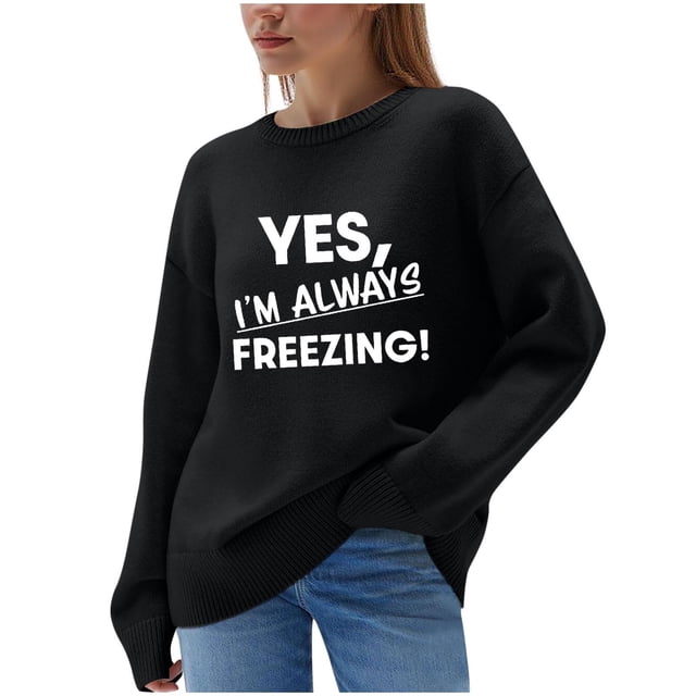 RXMEKW Chandail pour Femmes à Manches Longues à Col Rond Décontracté Blouse Haut Uni Imprimé avec Confort Toutes Saisons pour Usage Quotidien