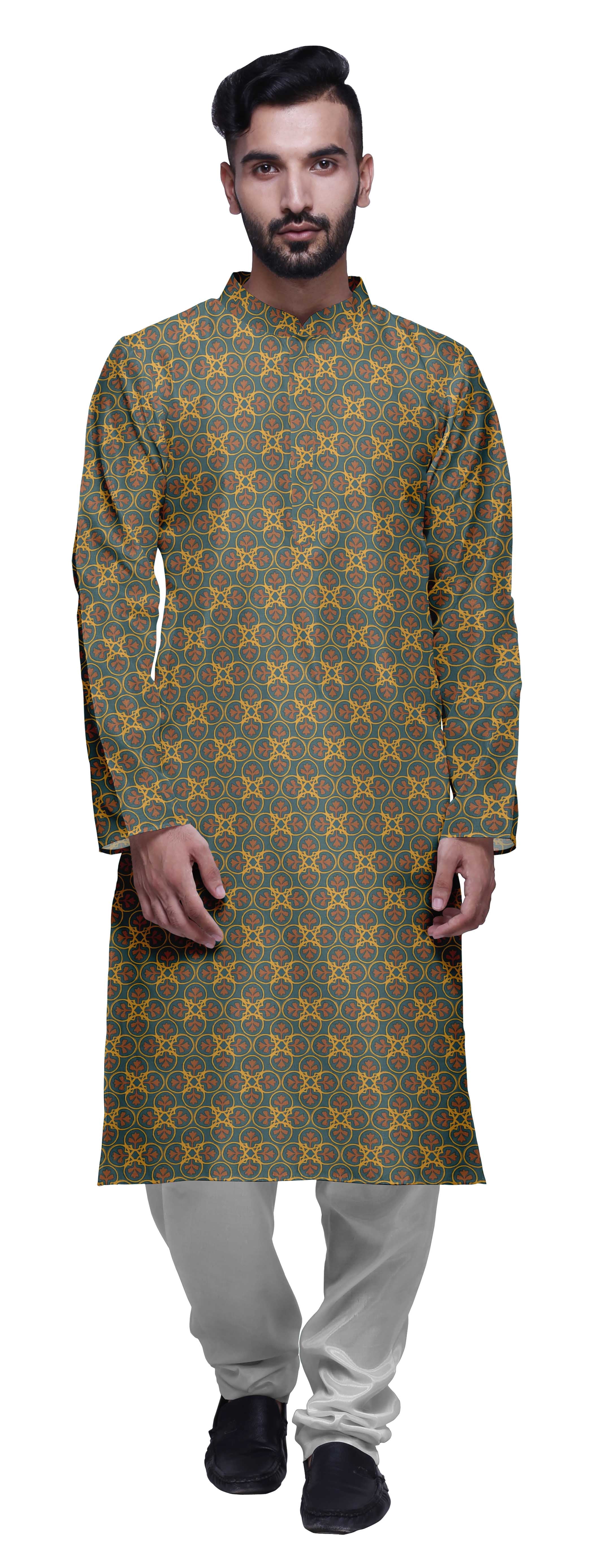 Atasi Ensemble Kurta-Pyjama Long en Coton pour Hommes, Kurta-Pyjama Décontracté de Designer, Vêtements