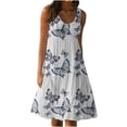 thumbnail image 1 of TopLLC Robe d'Été pour Femme Boho Décontractée Sans Manches à Col Ras du Cou Smockée Robe Soleil Florale à Volants Évasée en A Plage Midi, 1 of 6
