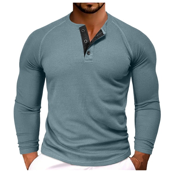 LUOGENLI Male T-shirts for Mens Men's Long Sleeve Crew Neck T Shirt Casual Holiday Shirts Pullover Tops Mens T-shirts Graphic Tees Easter T-shirts for Men Graphic Tee Valentines Blue M