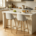 thumbnail image 2 of Homy Casa 2-Piece Counter Height Bar Stools, Upholstered Swivel Kitchen Island, Beige, 2 of 7