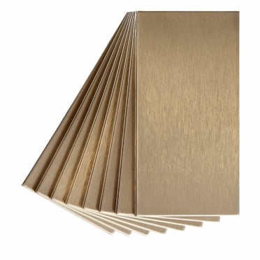 Aspect Peel and Stick Backsplash 3in x 6in Brushed champagne Long grain Metal Tile for Kitchen and Bathrooms (8-Pack)