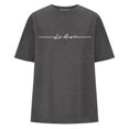 thumbnail image 4 of JIRNDf Hauts pour Femmes T-Shirts d'Été Tendance Imprimé Lettres Surdimensionné Col Rond Manches Courtes Décontracté Sport Ample Décontracté Simple T-Shirts Graphiques Mignons pour Adolescentes Gris Foncé TTG, 4 of 4