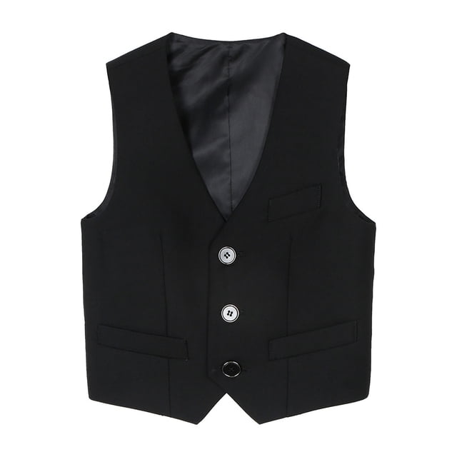 Little Boys Dress Vest 4 Button Solid Color formal Suit Vest Stage Performance Clothes for Kids Size 5-6T