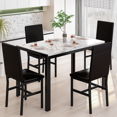 thumbnail image 3 of Furlinkhm Dining Table Set for 4, Faux Marble Table with 4 PU Leather Chairs, Modern Kitchen Table and Chairs for 4, Small Kitchen Table and Chairs for Dining Room, Kitchen, White, 3 of 9