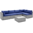 thumbnail image 5 of Gymax 6PCS Patio Conversation Furniture Set Rattan Sectional Sofa Set w/ Navy Cushions, 5 of 5