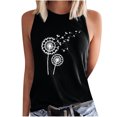 thumbnail image 1 of PVCS Women Dandelions Print Tank Fit O-Neck Sleeveless Block Shirts Tunic Tee Tops, 1 of 8