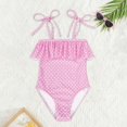 thumbnail image 2 of WEIYLL One Piece Swimsuit Girls 1Pc Bikini Color Floral Print Rash Guard Beach Pool Pink Swimwear for 4-5 Years, 2 of 4