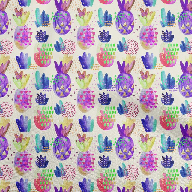 oneOone Tissu Polyester Spandex Violet Ananas Matériel de Robe Tissu Imprimé Tissu au Mètre 56 Pouces de Large