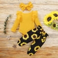 thumbnail image 3 of Yuyuzo Baby Girl Clothes Infant Newborn Ruffle Outfit 2 Piece Fall Winter Spring Ribbed Knit Tops Pants Set Cute Headband, 3 of 7