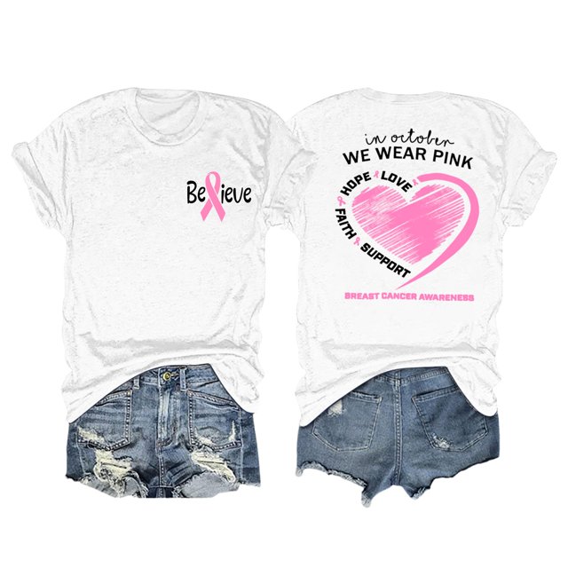 TINZ Cancer Shirt Women Cancer Shirts Ribbon Cancer Awareness Rainbow T Shirts Cancer Short Sleeve Tops Log Sleeve T Shirts for Women Set Shirt for Women Walking T Shirts Women