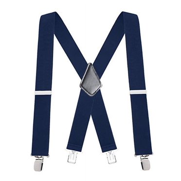 Amerteer Heavy Duty Clip Suspenders for Men - Men's Adjustable X Back Mens Suspenders Straps with Clips