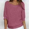 thumbnail image 2 of UAMVSH Plus Size Sweaters for Women Casual Half Sleeve Crew Neck Pullover Soft Fall Loose Tops Solid Color Basic Knitted Sweaters(Medium,Pink), 2 of 6