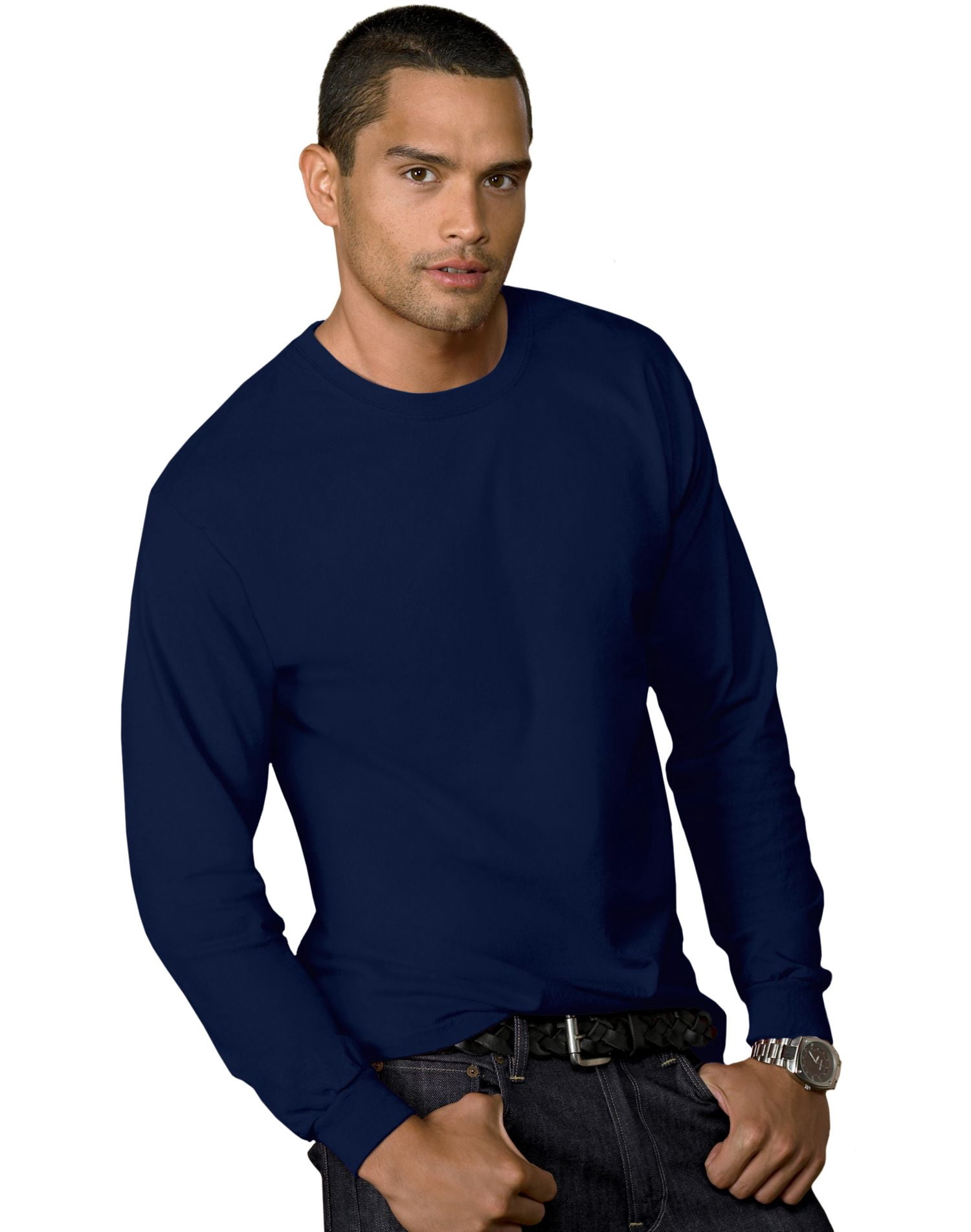 Hanes T-Shirt pour Hommes 5,2 oz COMFORTSOFT, Poids Lourd, L, Bleu Marine Foncé