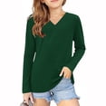 thumbnail image 1 of vdgthytj Toddler Boys Girls Long Sleeve T-Shirts Kids V Neck Solid Color Color Basic Tops Fall Spring Outfit Blouse, 1 of 5