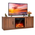 thumbnail image 1 of Costway Meuble Télé avec Foyer de 58 Pouces Console de Divertissement avec Foyer Électrique de 18 Pouces Café, 1 of 10
