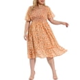 thumbnail image 2 of GRACE & GRANDEUR Robes Midi Évasées Élégantes à Smocks à Fleurs pour Femmes Grande Taille2X Blanc, 2 of 6