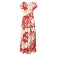 thumbnail image 4 of Robes pour Femmes 2024 Été Oversize Col Rond Manches Courtes Imprimé Quotidien Décontracté Vintage Bohème Robe Maxi Rabais de 50 % Liquidation!, 4 of 5