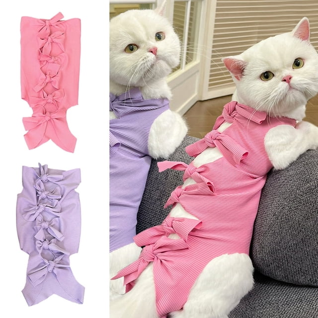 CUITING Cat Neutering Suit Adjustable Breathable Dogs Recovery Clothes Striped Pet Surgery Recovery Suit Pet Supplies