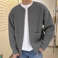 thumbnail image 4 of RXIRUCGD Cardigan à Col Rond en Tricot Uni en Velours Paon pour Homme, Coupe Décontractée, Chandail à Fermeture Éclair, Gris, Taille : 5TG, 4 of 8