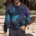 thumbnail image 2 of LUOGENLI T-shirts pour Homme pour Hommes Homme Automne et Hiver Mode Imprimé Col Rond Manches Longues T-Shirt Rétro Imprimé Intégral Hauts T-shirts Amusants pour Hommes T-shirts Graphiques Pâques Violet G, 2 of 5
