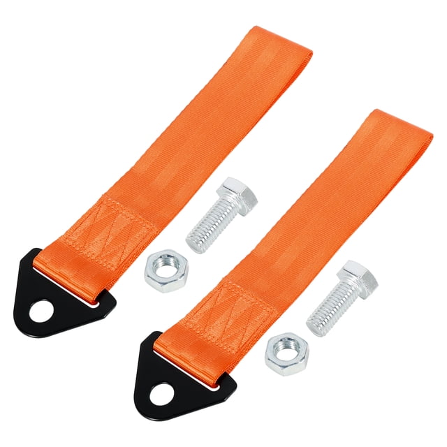 Unique Bargains 2pcs Red Universal Vehicle Replacement Towing Hook Bumper Trailer Belt Strap
