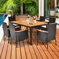 thumbnail image 3 of Patiojoy 7-Piece Outdoor Dining Set Patio Rattan Table and Chairs Set with Umbrella Hole, 3 of 10