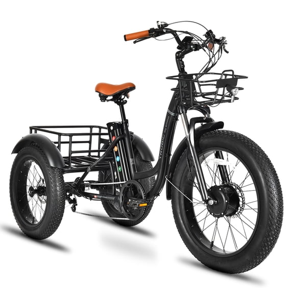 EMMO Trobic Pro Vélo Électrique à 3 Roues à Pneus Larges Puissant 48V20Ah Batterie Longue Autonomie - Freins à Disque Hydrauliques - Noir - Affichage Numérique