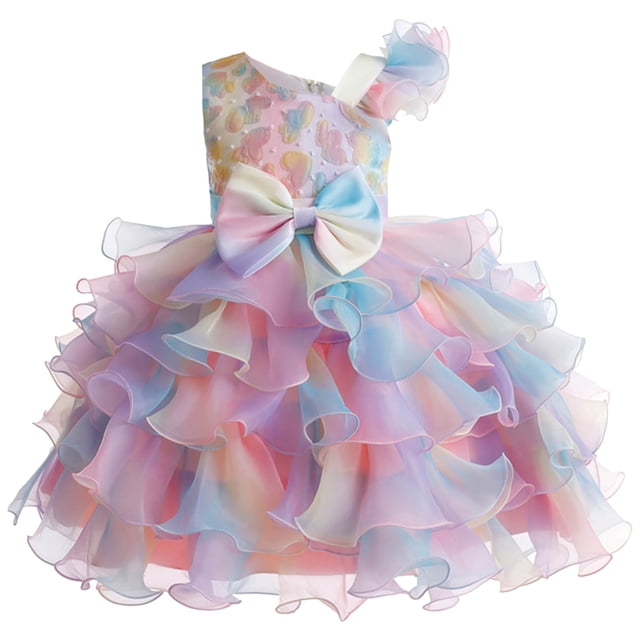 FhsagQ Robes Filles Robes de Noël 10-12 Robe Chic pour Enfants Filles Sans Manches Princesse Colorée Robe à Nœud Coloré Mode Robes de Noël pour Filles 7-8 6-7 Ans
