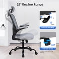 thumbnail image 4 of Chaise de Bureau Ergonomique à Dossier Lombaire avec Appuie-Tête et Accoudoirs Relevables, Chaise de Travail à Dossier Haut en Maille Respirante Pivotante pour Ordinateur, Capacité de Charge de 320 Lb, 4 of 10