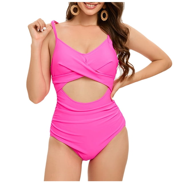 LSLJS Women's Cache-Ventre Plissé à Bretelles Dos Nu Adorable Swimsuit