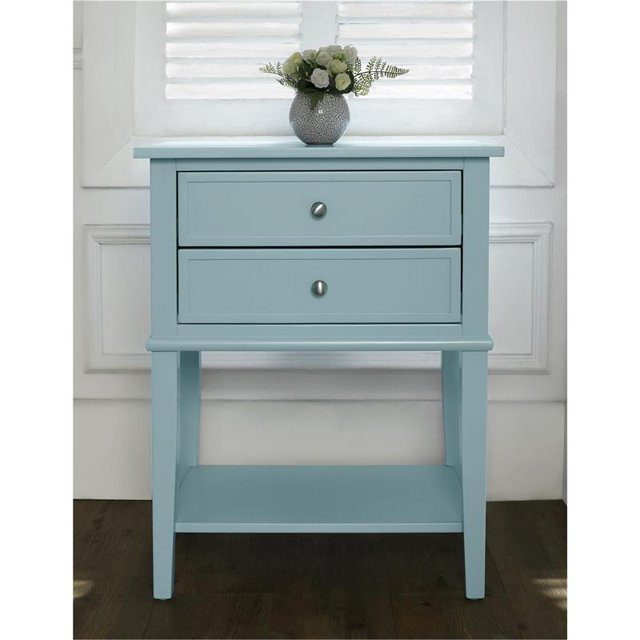 Ameriwood Home Franklin Accent Table with 2 Drawers in Blue