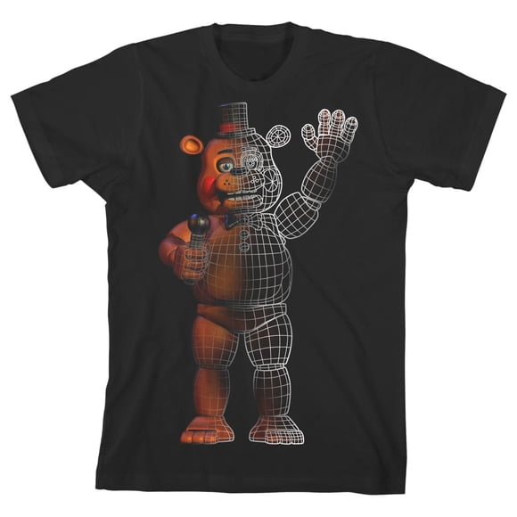 Five Nights at Freddy's Freddy Fazbear Split Boy's Black T-shirt-XS