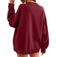 thumbnail image 4 of RXIRUCGD Haut à Manches Longues pour Femme, Coupe Ample, Décontracté, à Blocs de Couleur, Col Rond, Bourgogne, Taille : TG, 4 of 7