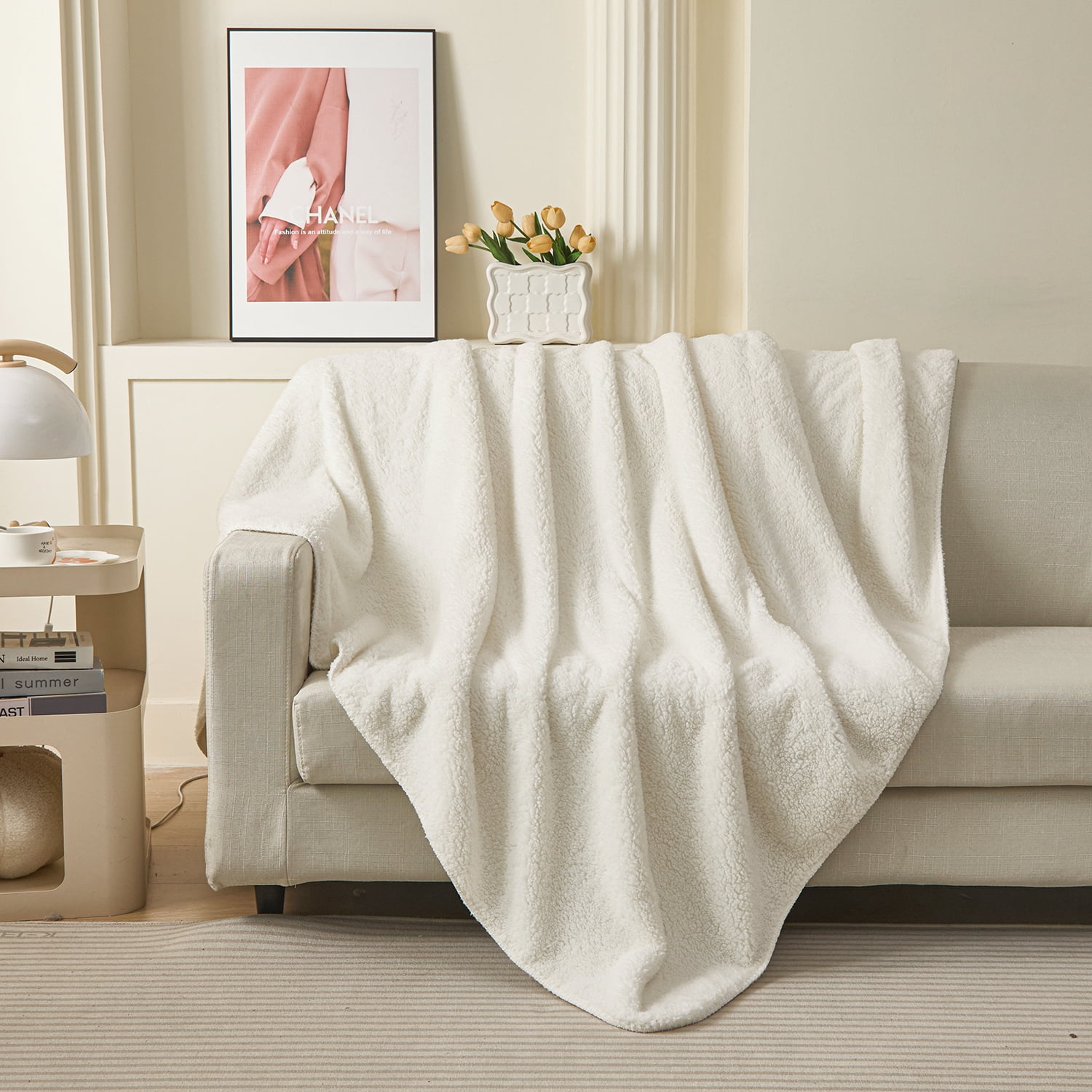 Hometrends Sherpa Blanket Cloud Twin,66 x 90"