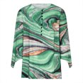 thumbnail image 3 of XZNGL 3/4 Sleeve Tops for Women Womens Casual Trumpet 3/4 Sleeve Printed Buttoned Basic Ruched Tops Pleated Blouses Women Blouses and Tops Fashion Womens Tops 3/4 Sleeve, 3 of 6