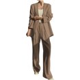 thumbnail image 1 of Timegard 2 Piece Suits Set for Women Button V Neck Open Front Jackets Business Office Wide Leg Pant Blazer Outfits, 1 of 6