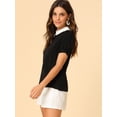 thumbnail image 4 of INSPIRE CHIC Women's Peter Pan Collar Puff Short Sleeve Tops, 4 of 6