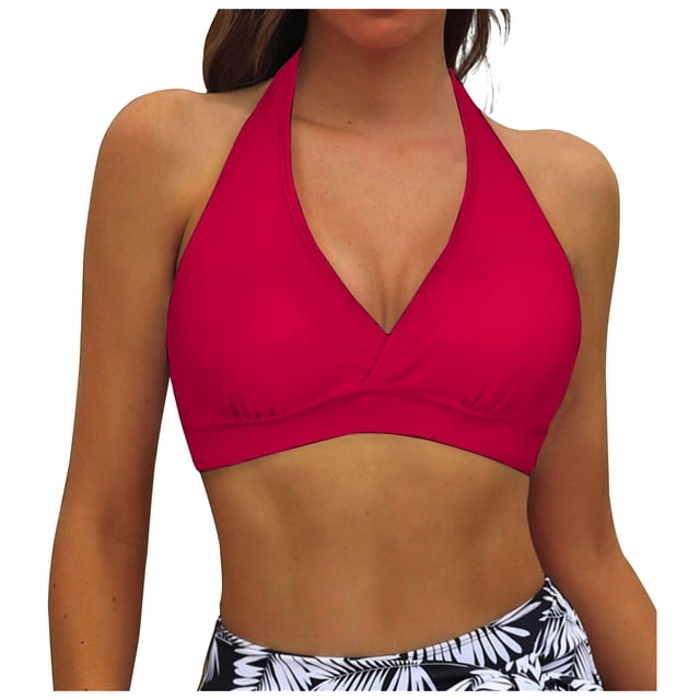 Women Bikini Top Push Up Swimsuit - Removable Padded Bra for Beach and Pool with Adjustable Support