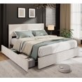 thumbnail image 1 of BeesClover Bed Frame with Tufted Wingback Headboard, Platform Corduroy Upholstered Bed Frame with 4 Storage Drawers and Wooden Slats Support, No Box Spring Needed, 1 of 7