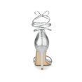 thumbnail image 2 of BLISSFUL STEP Lace Up Open Toe Stiletto Heeled Sandals for Women Silver 9, 2 of 8
