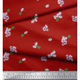 thumbnail image 3 of Soimoi Poly Georgette Fabric Leaves & Azalia Floral Printed Fabric 1 Yard 52 Inch Wide, 3 of 5