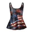 thumbnail image 4 of NIEWTR Womens Tankini Tops Spaghetti StrapsTummy Control Swimsuit Top American Flag Graphic Bathing Suit Top(Brick Red,3XL), 4 of 5